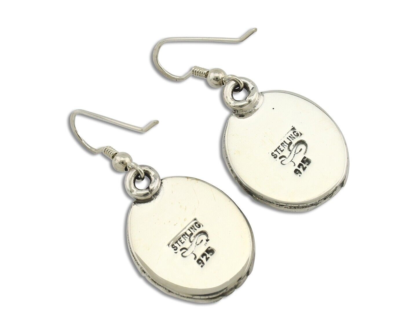 Navajo Handmade Earrings 925 Silver Natural Arizona Turquoise Signed Gecko C.80s