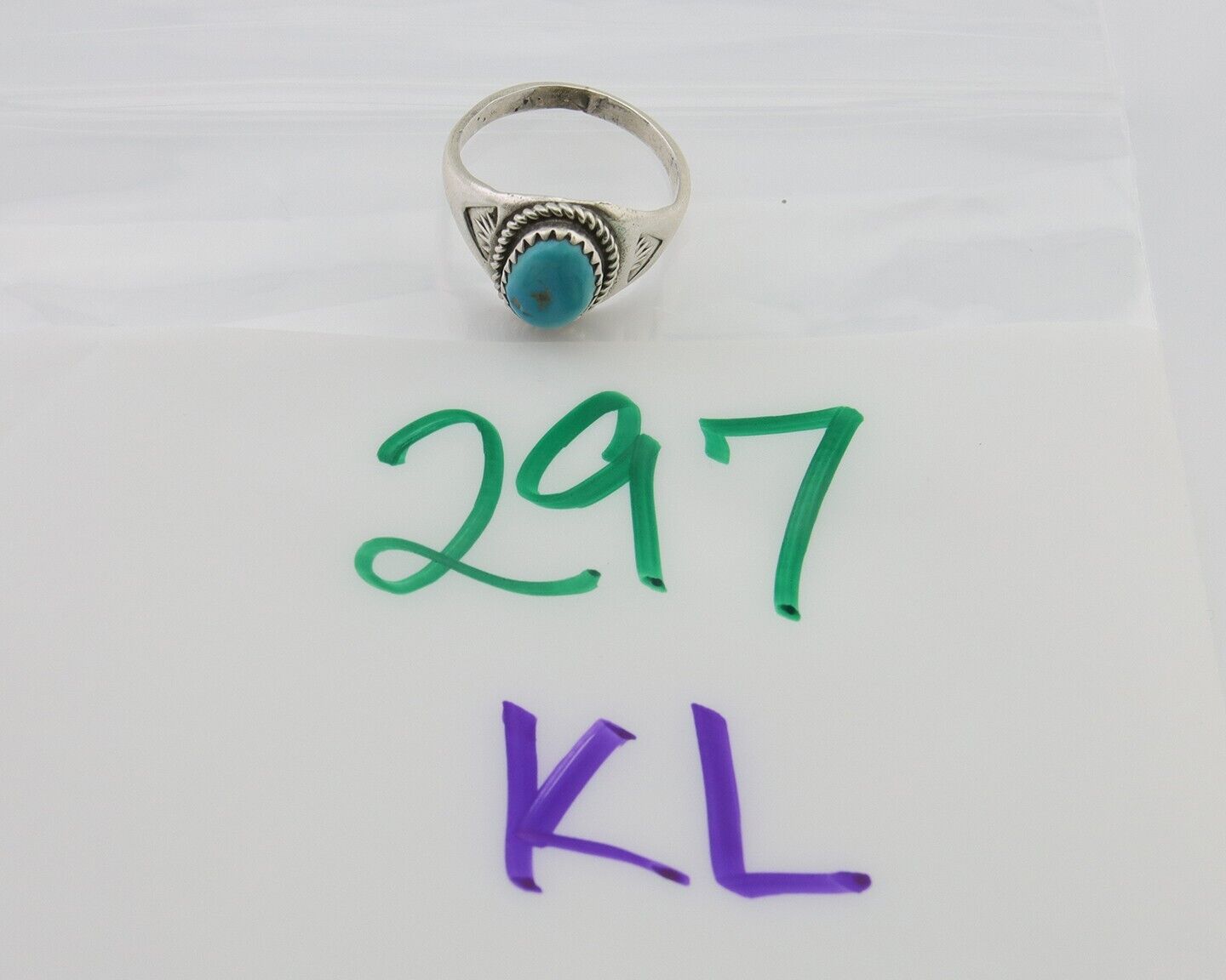 Navajo Ring 925 Silver Natural Blue Turquoise Native Artist C.80's