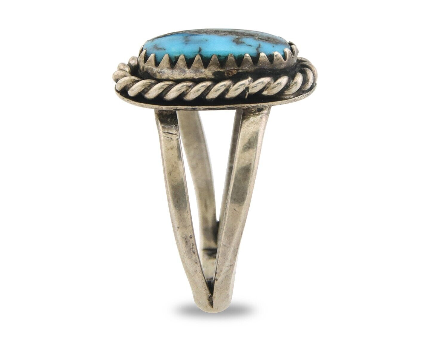 Navajo Ring 925 Sterling Natural Blue Turquoise Signed M Yazzie C.80's
