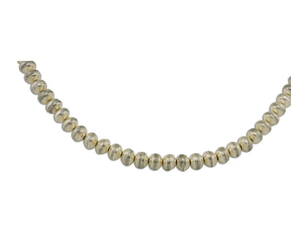 Navajo Bead Necklace 925 Silver Turquoise Native American Artist C.80's