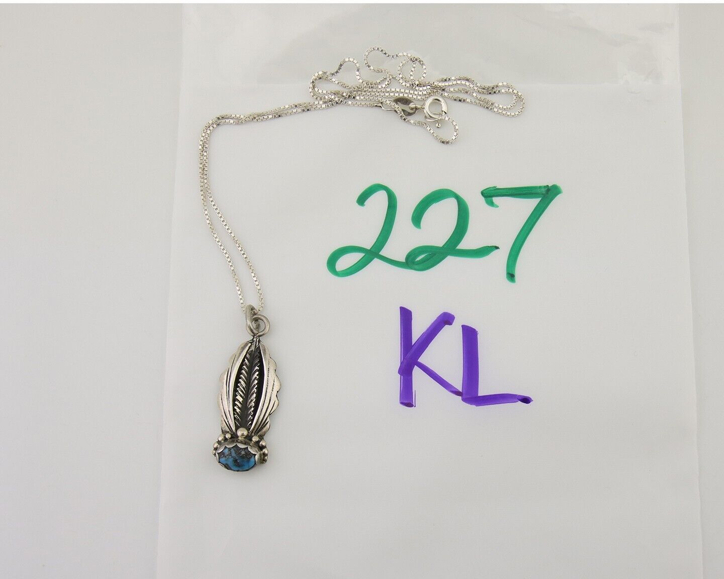 Navajo Necklace 925 Silver Natural Blue Turquoise Artist Signed Tom Willeto C80s