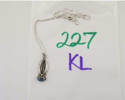 Navajo Necklace 925 Silver Natural Blue Turquoise Artist Signed Tom Willeto C80s