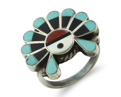 Vintage Zuni Ring 925 Sterling Silver Natural Gemstone Size 7.25