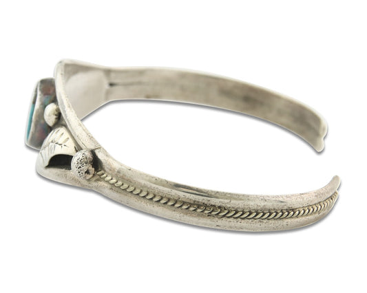 Vintage Navajo Bracelet 925 Silver Turquoise Handmade Signed GC 01 (The Turtle)