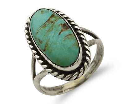 Navajo Ring 925 Silver Kingman Turquoise Artist Signed M Montoya C.80's