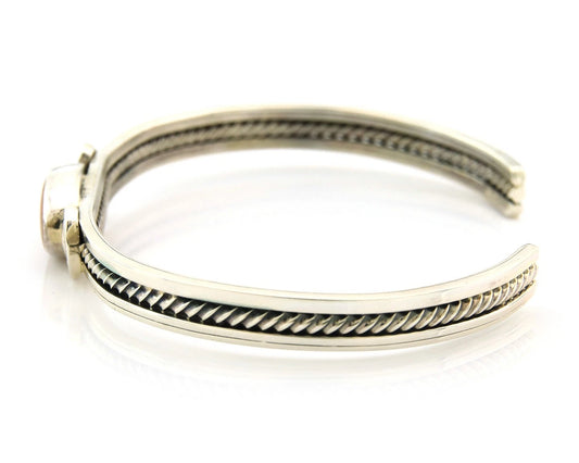 Navajo Cuff Bracelet Sterling Silver Authentic Pink Muscle Native Artist