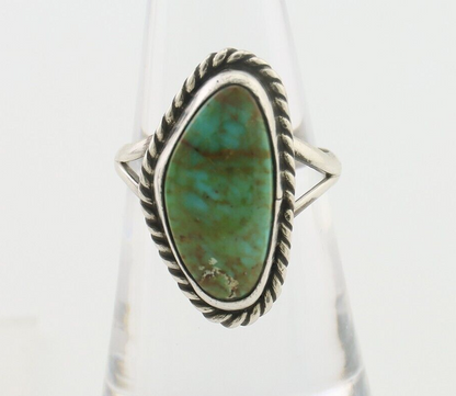 Navajo Ring 925 Silver Blue Gem Turquoise Artist Signed Rabbit Stick C.80's