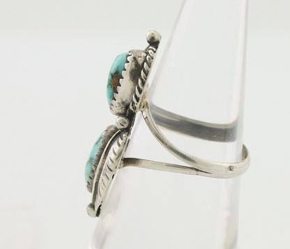 Navajo Ring 925 Silver Blue Gem Turquoise Native American Artist C.80's