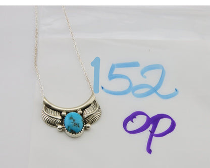Navajo Turquoise Necklace 925 Silver Signed Eugene Belone C.80's