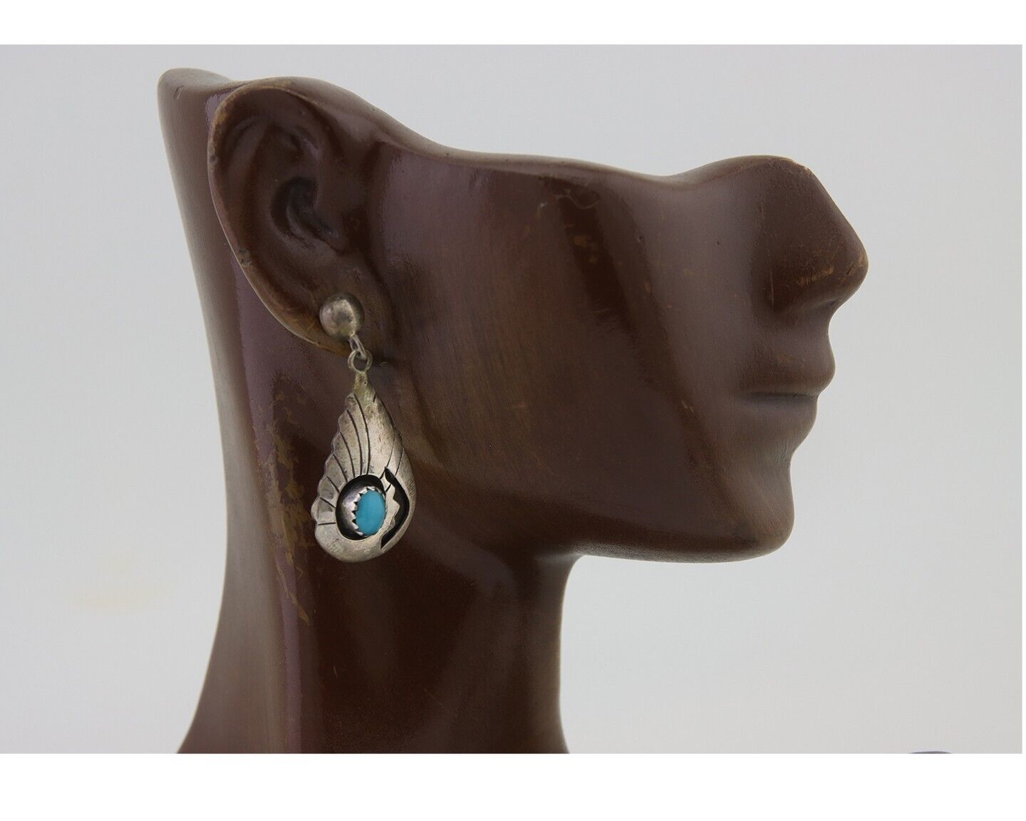 Navajo Earrings 925 Silver Blue Turquoise Native American Artist C.80's
