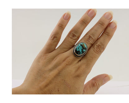 Navajo Ring 925 Silver Natural Blue Turquoise Native American Artist C.80's