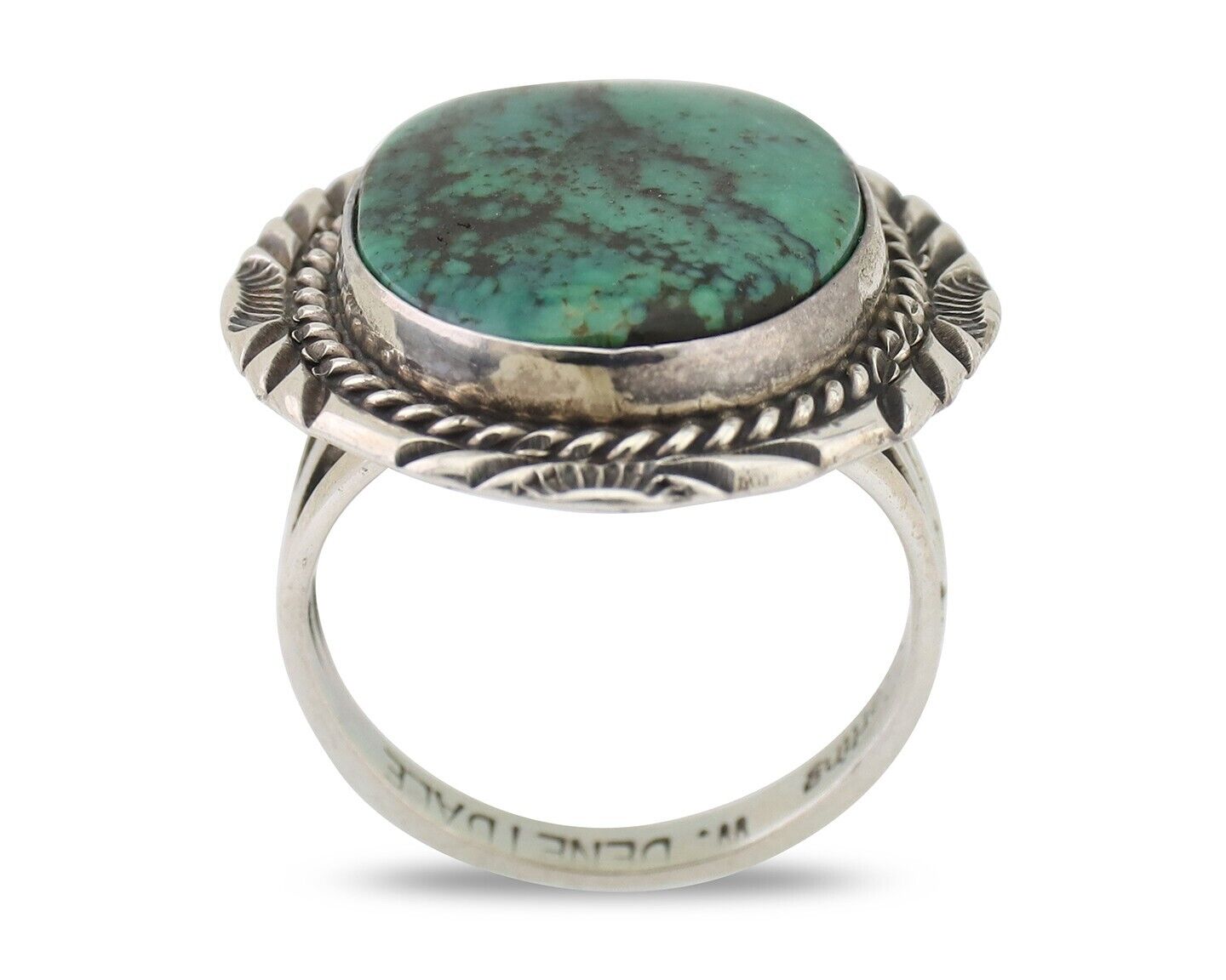 Navajo Ring 925 Silver Turquoise Signed William Denetdale Size 6.5 C.80's