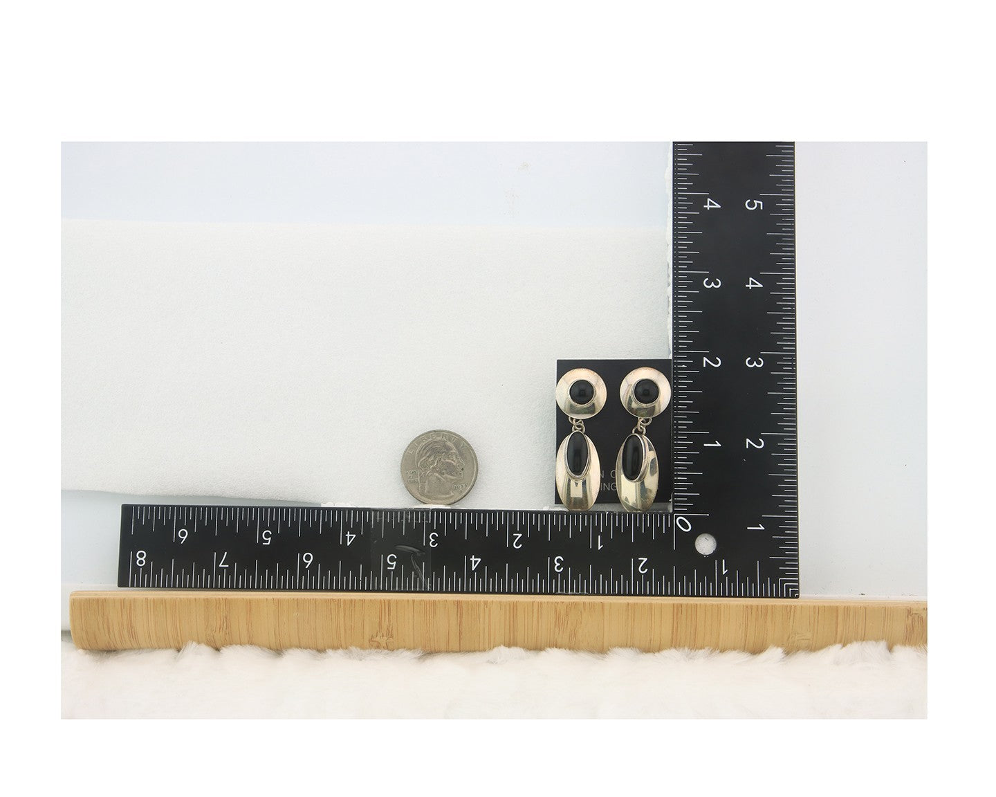 Navajo Earrings Sterling Silver Natural Onyx Dangle Vintage Handmade