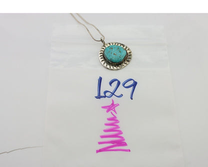 Navajo Pendant 925 Silver Natural Blue Turquoise Artist Signed Yazzie C.80's
