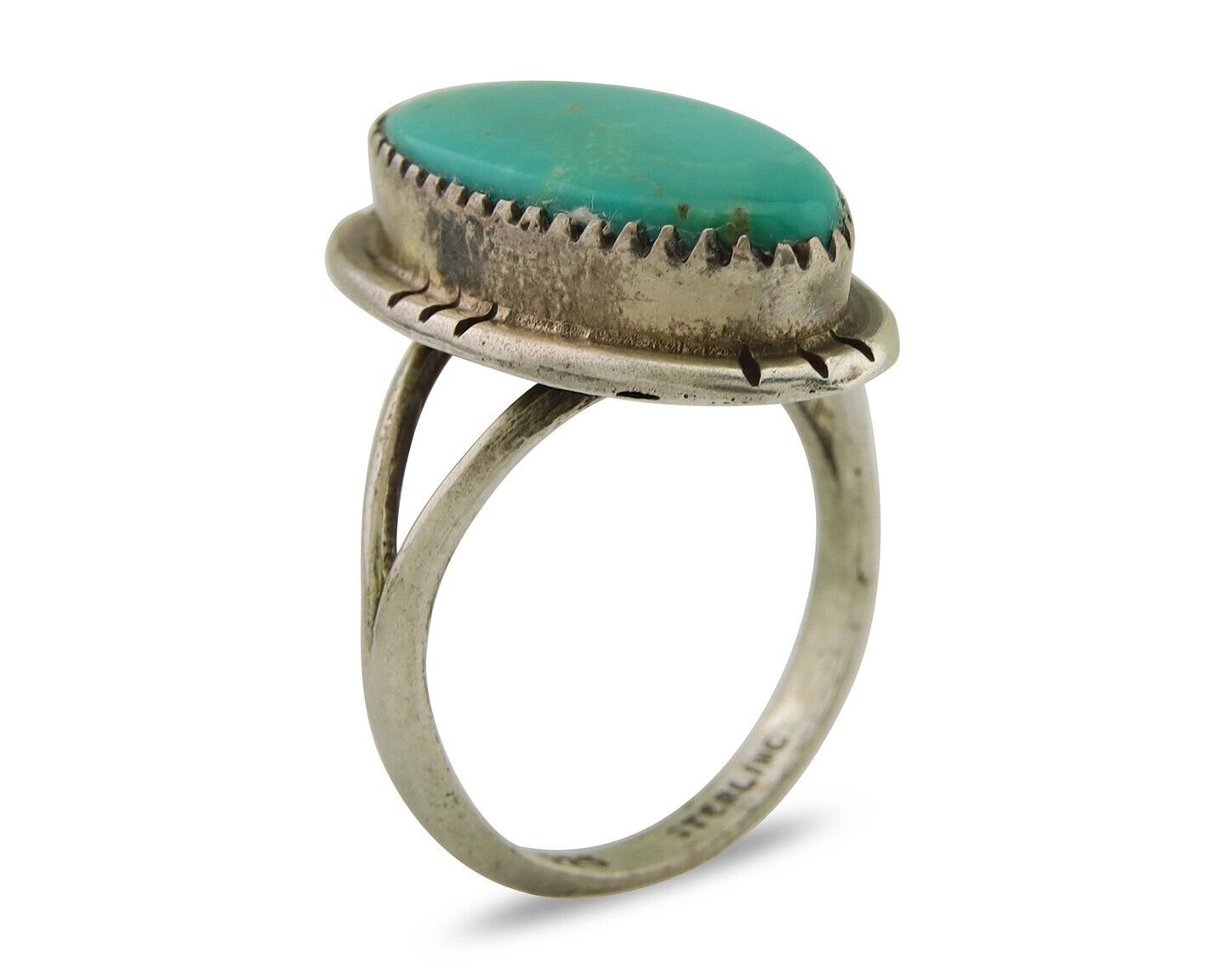 Navajo Ring 925 Sterling Silver Turquoise Native American Artist C.80's