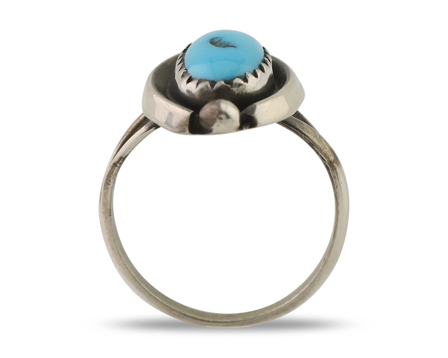 Navajo Ring 925 Silver Sleeping Beauty Turquoise Artist Signed SC C.80's