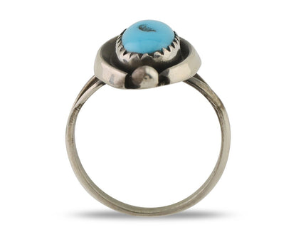 Navajo Ring 925 Silver Sleeping Beauty Turquoise Artist Signed SC C.80's