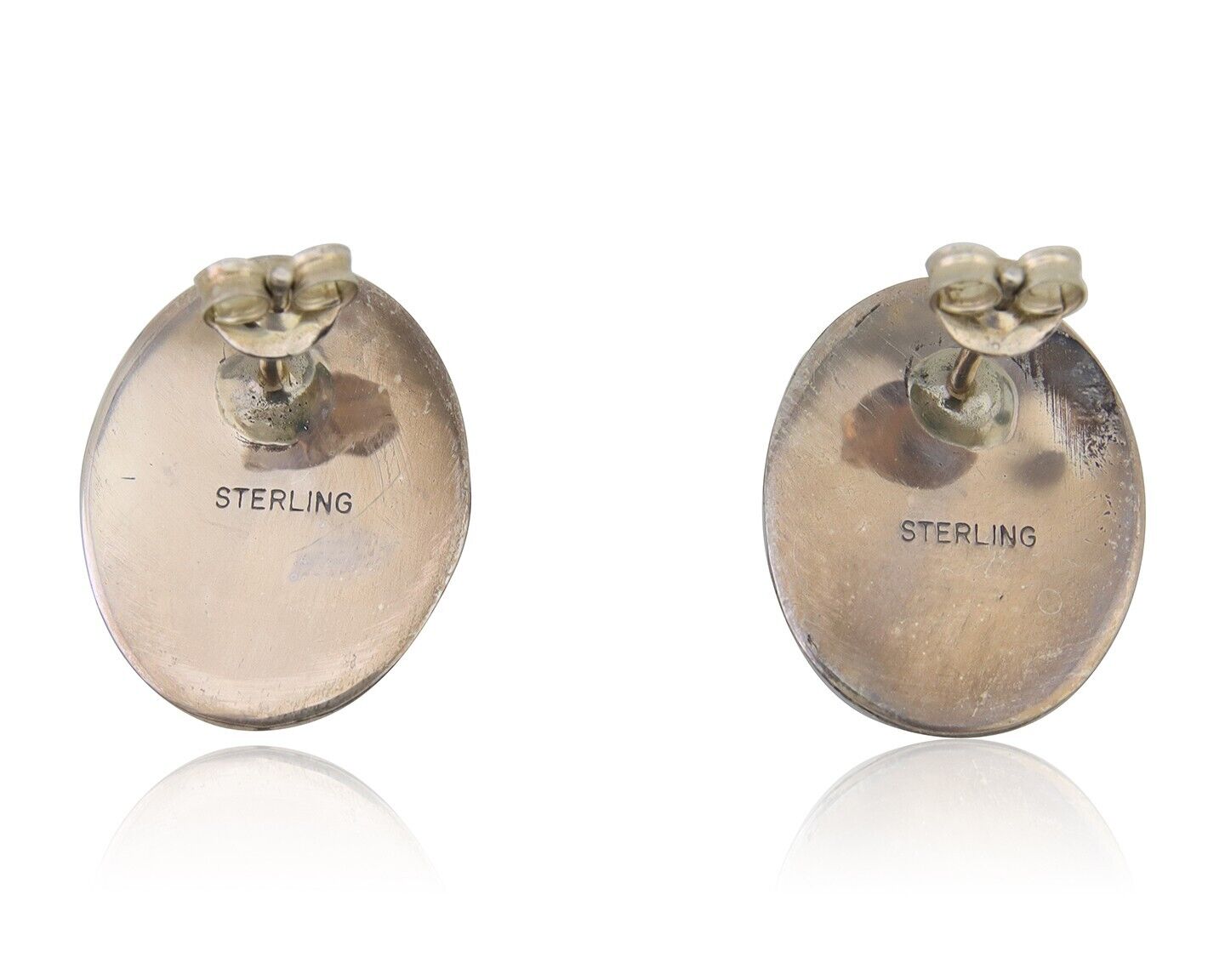 Navajo Paw Earrings 925 Silver Blue Denim Lapis Native American Artist C.80's