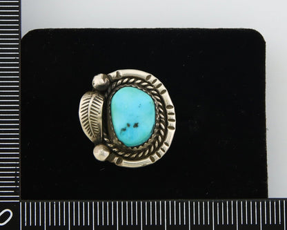 Navajo Ring 925 Sterling Natural Blue Turquoise Native Artist C.80's Size 5.0