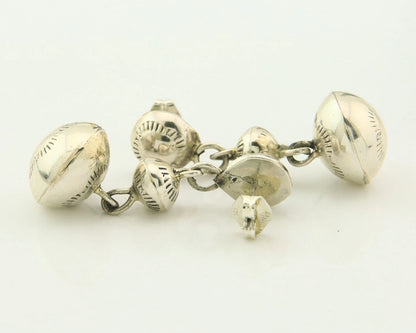 Navajo Bead Earrings Sterling Silver Handmade Vintage Hand Stamped Native Artist