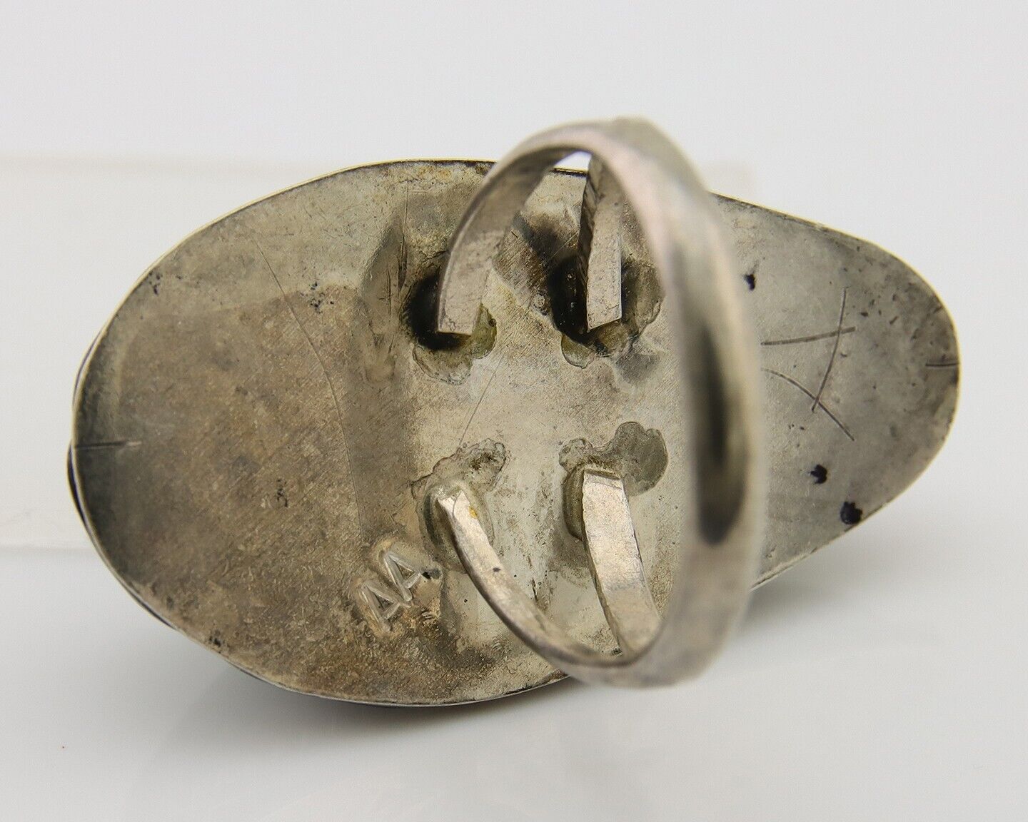 Navajo Ring 925 Sterling Silver Green Manassas Turquoise Signed AA C.80's