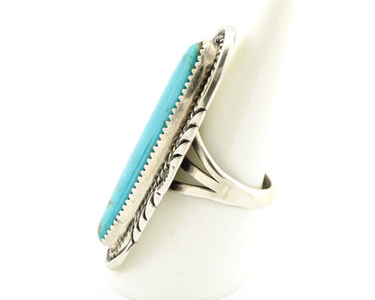 Navajo Ring 925 Silver Natural Mined Turquoise Artist Signed Mike Begay C.80's