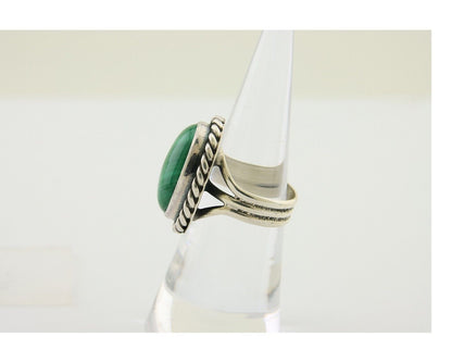 Navajo Handmade Ring 925 Silver Natural Malachite Native American Artist C.80's