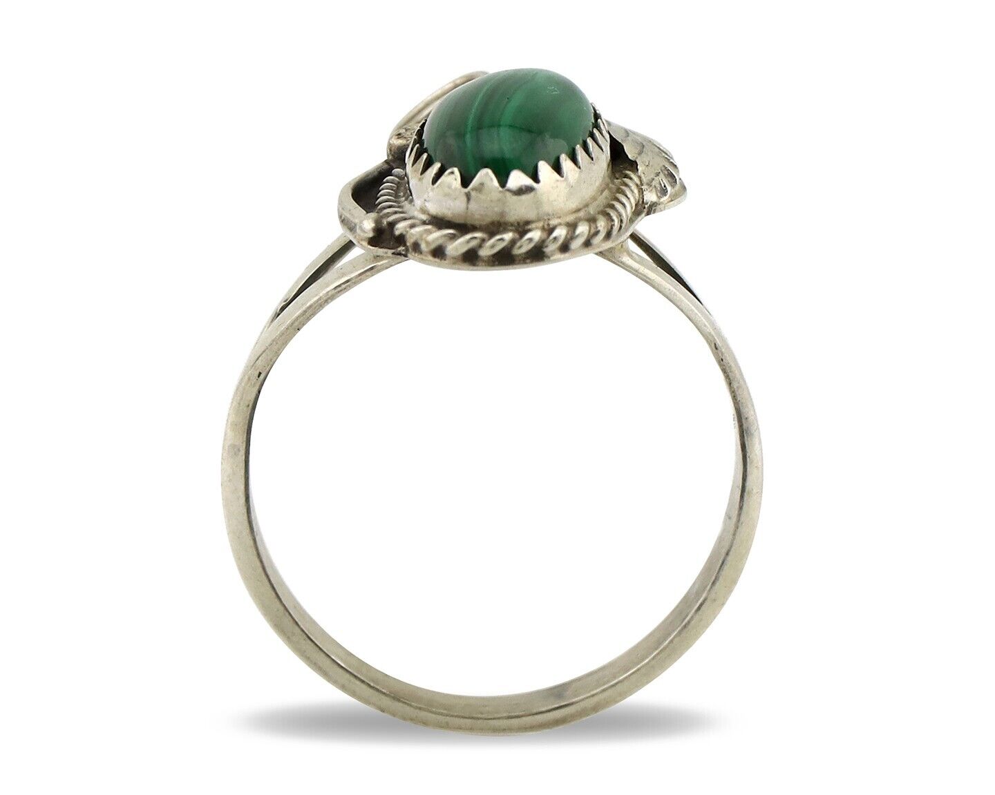 Navajo Ring 925 Silver Natural Mined Malachite Artist Signed Justin Morris C.80s