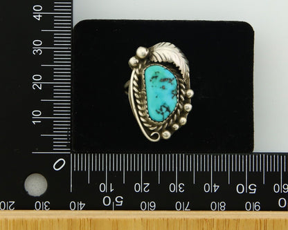 Navajo Ring 925 Sterling Natural Blue Turquoise Native Artist C.80's Size 7.5