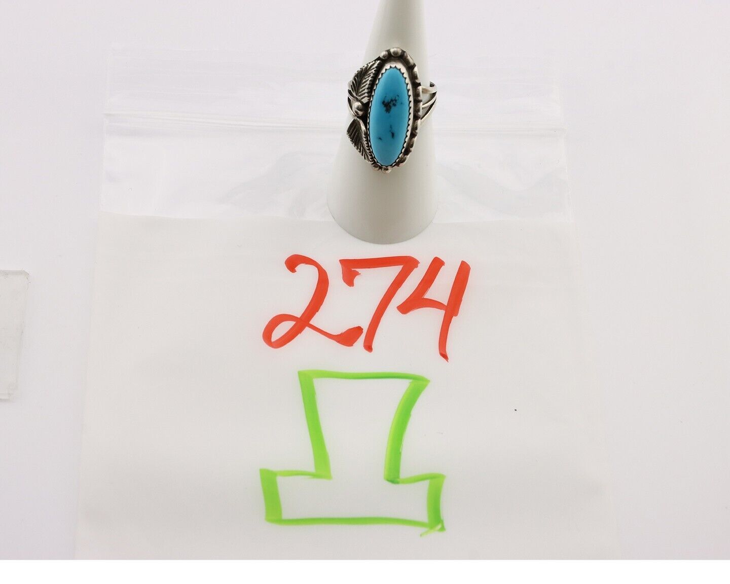 Navajo Ring 925 Silver Sleeping Beauty Turquoise Signed SC C.80's