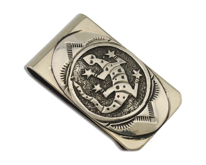 Navajo Lizard Money Clip .925 Silver & .999 Nickle Signed Gibson Gene C.80's