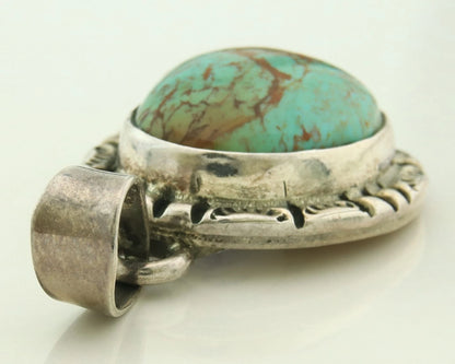 Navajo Pendant 925 Sterling Silver Natural Turquoise Vintage Artist Signed Gecko