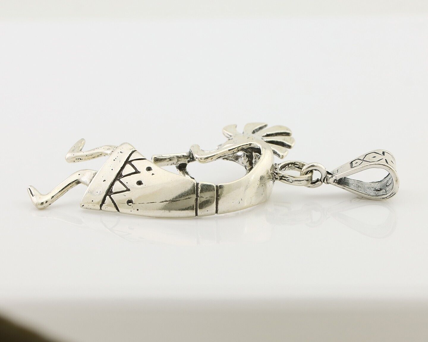 Navajo Kokopelli Pendant 925 Sterling Silver Artist Signed Masha C.80's