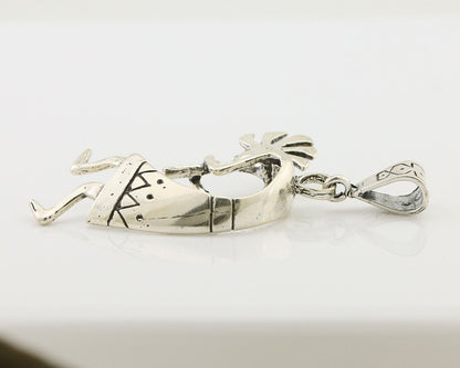 Navajo Kokopelli Pendant 925 Sterling Silver Artist Signed Masha C.80's