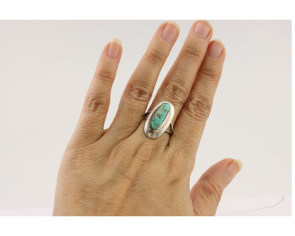 Navajo Handmade Ring 925 Silver Blue Turquoise Artist Signed Kachina C.80's