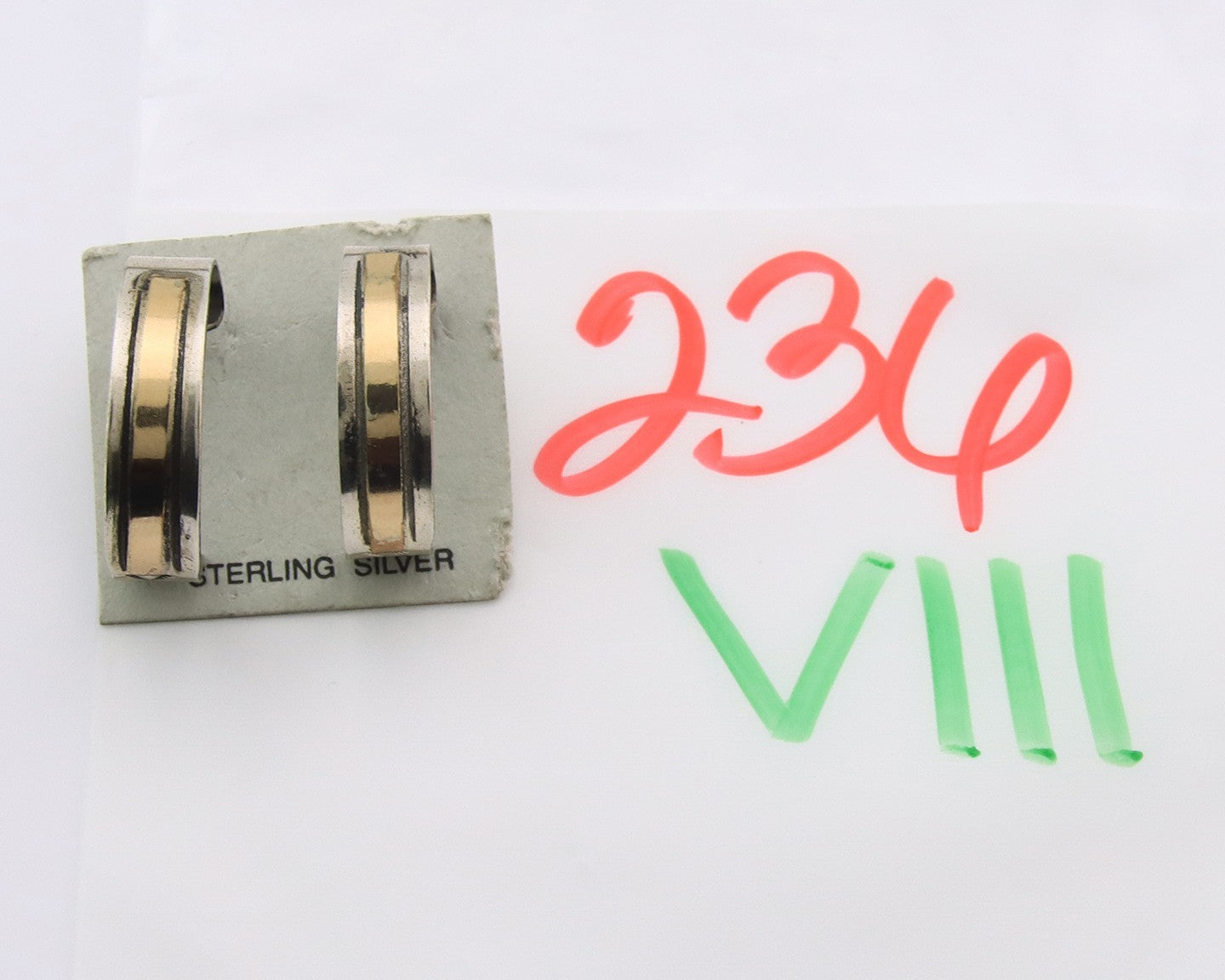 Navajo Earrings Sterling Silver & Gold Vintage Handmade