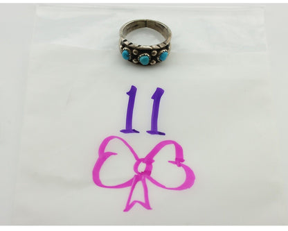 Zuni Ring .925 Silver Natural Sleeping Beauty Turquoise Signed MZR C.80's