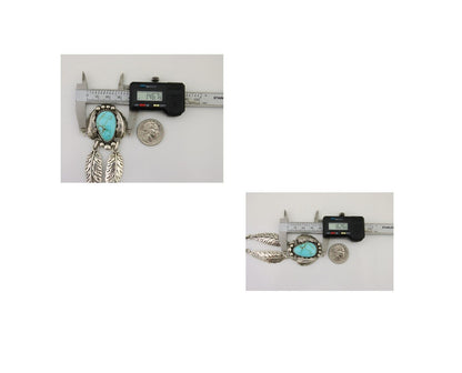 Navajo Necklace 925 Silver Natural Turquoise Artist Signed Sunrise C80s