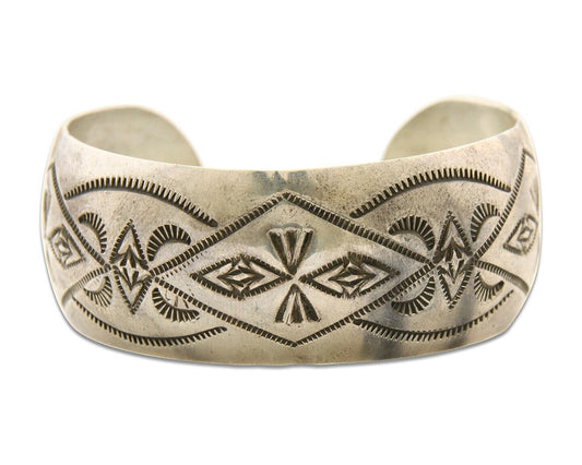 Navajo Bracelet 925 Silver Handmade Artist Signed Wilbur Tracy C.80's