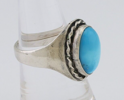 Navajo Ring 925 Silver Sleeping Beauty Turquoise Native Artist C.80's