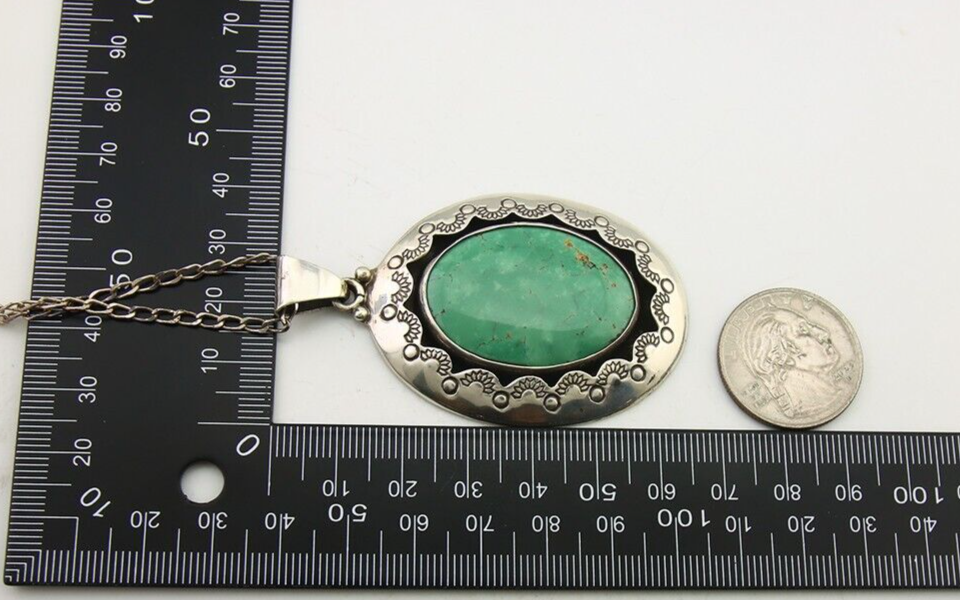 Navajo Necklace 925 Silver Natural Turquoise Artist Signed M Montoya C.80's