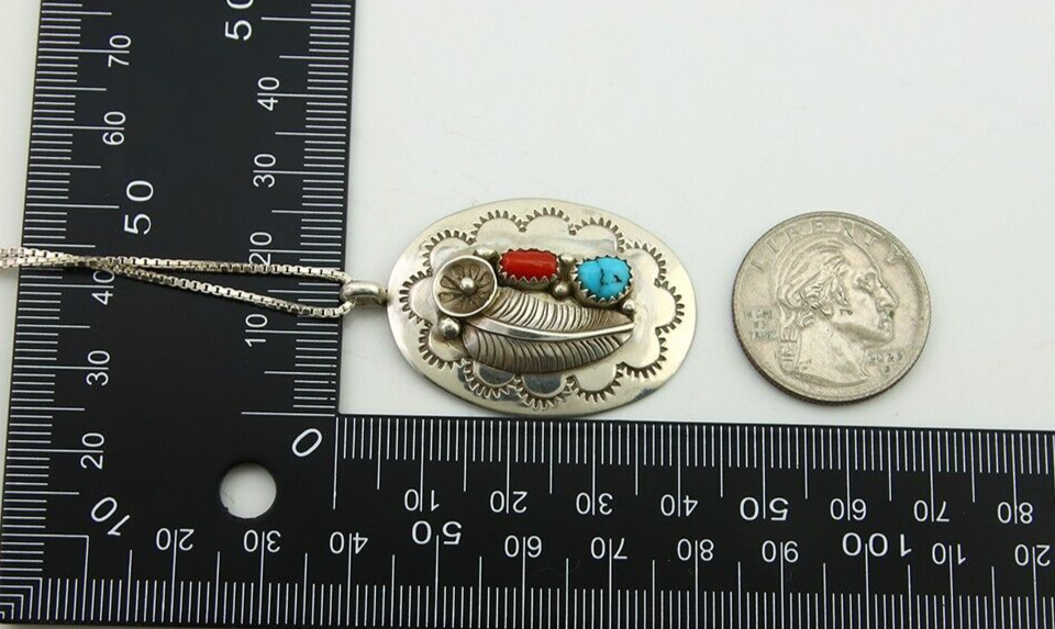 Navajo Necklace 925 Silver Spiderweb Turquoise Native American Artist C.80's