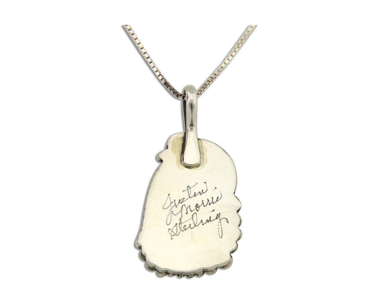 Navajo Necklace 925 Silver Natural Turquoise Artist Signed Justin Morris C.80's