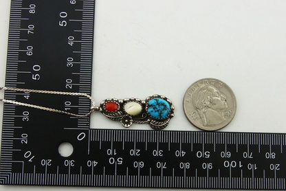 Navajo Necklace 925 Silver Spiderweb Turquoise Artist Signed VK C.80's