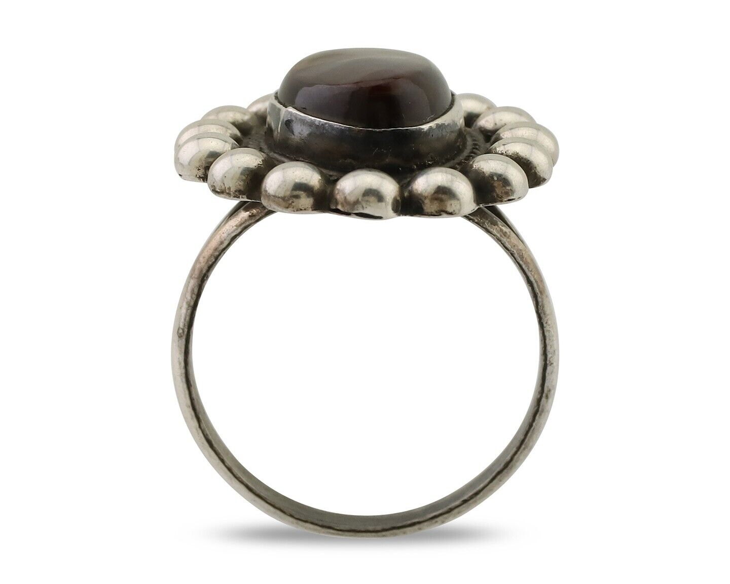 Navajo Handmade Ring 925 Silver Natural Fire Opal Native Artist Size 7.75 C.80's