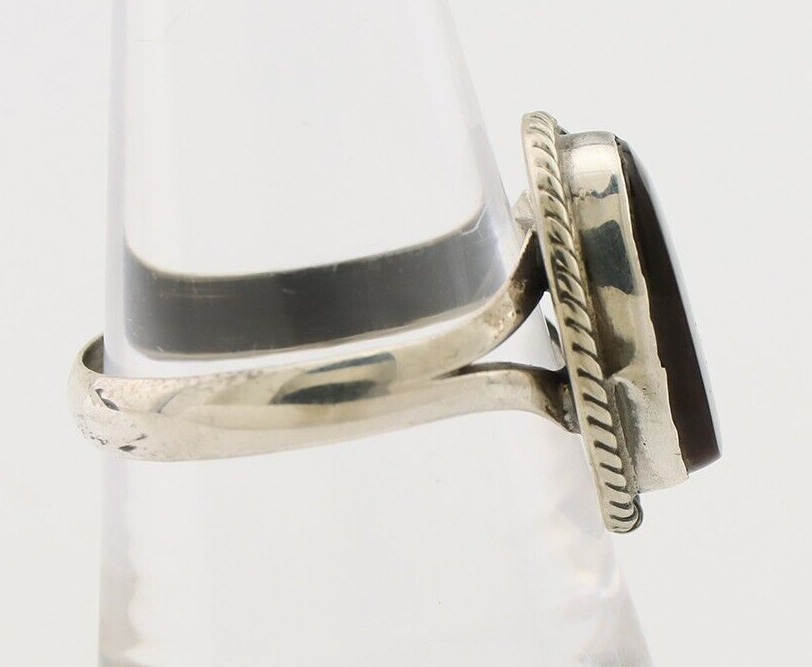Navajo Handmade Ring 925 Silver Natural Fire Opal Native Artist Size 8.0 C.80's