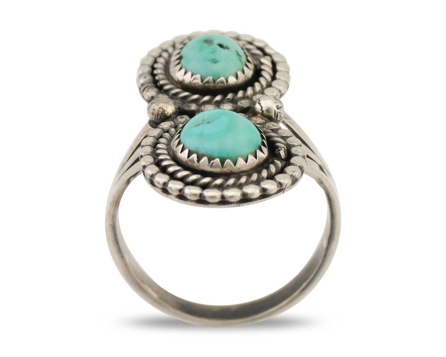 Navajo Handmade Ring 925 Silver Natural Turquoise Native American Artist C.80's