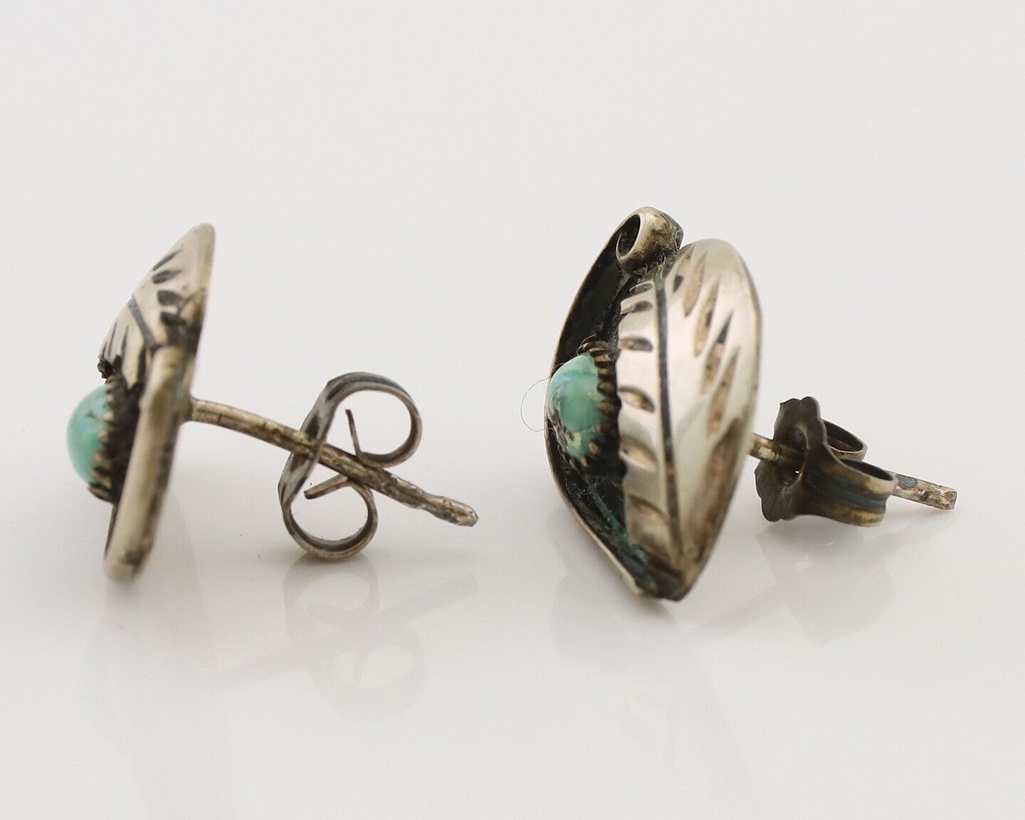 Navajo Earrings 925 Silver Natural Turquoise Native American Artist C.80's