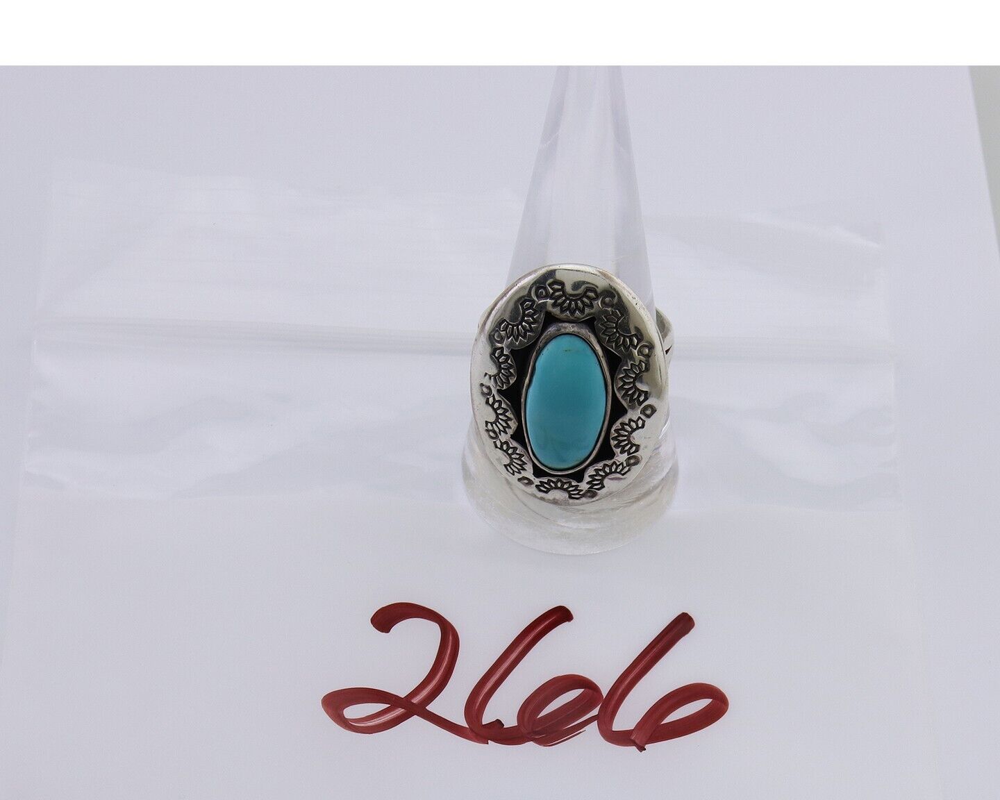 Navajo Handmade Ring 925 Silver Natural Turquoise Signed M Horse C.80's