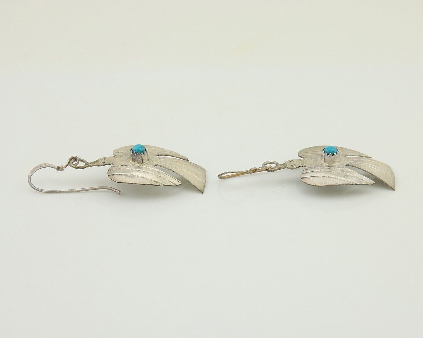 Navajo Thunderbird Earrings 925 Silver Natural Turquoise Native Artist C.80's